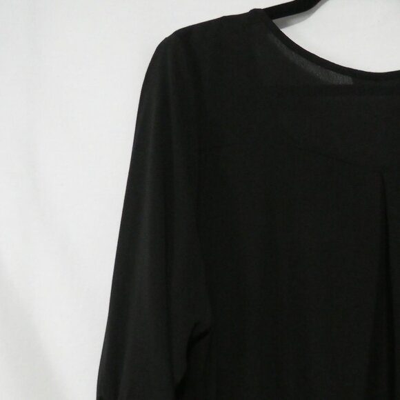 CHICSOUL | 2XL - 2X | Made In The USA | Elegant Sheer Black Dress | Tied Sleeves - Picture 10 of 16